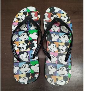 Disney Parks Womens Size Large (9-10) Color Block Mickey Mouse Flip-Flop Sandals